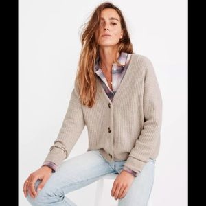 Madewell Cameron Ribbed Cropped Cardigan in Heather Linen XXS
